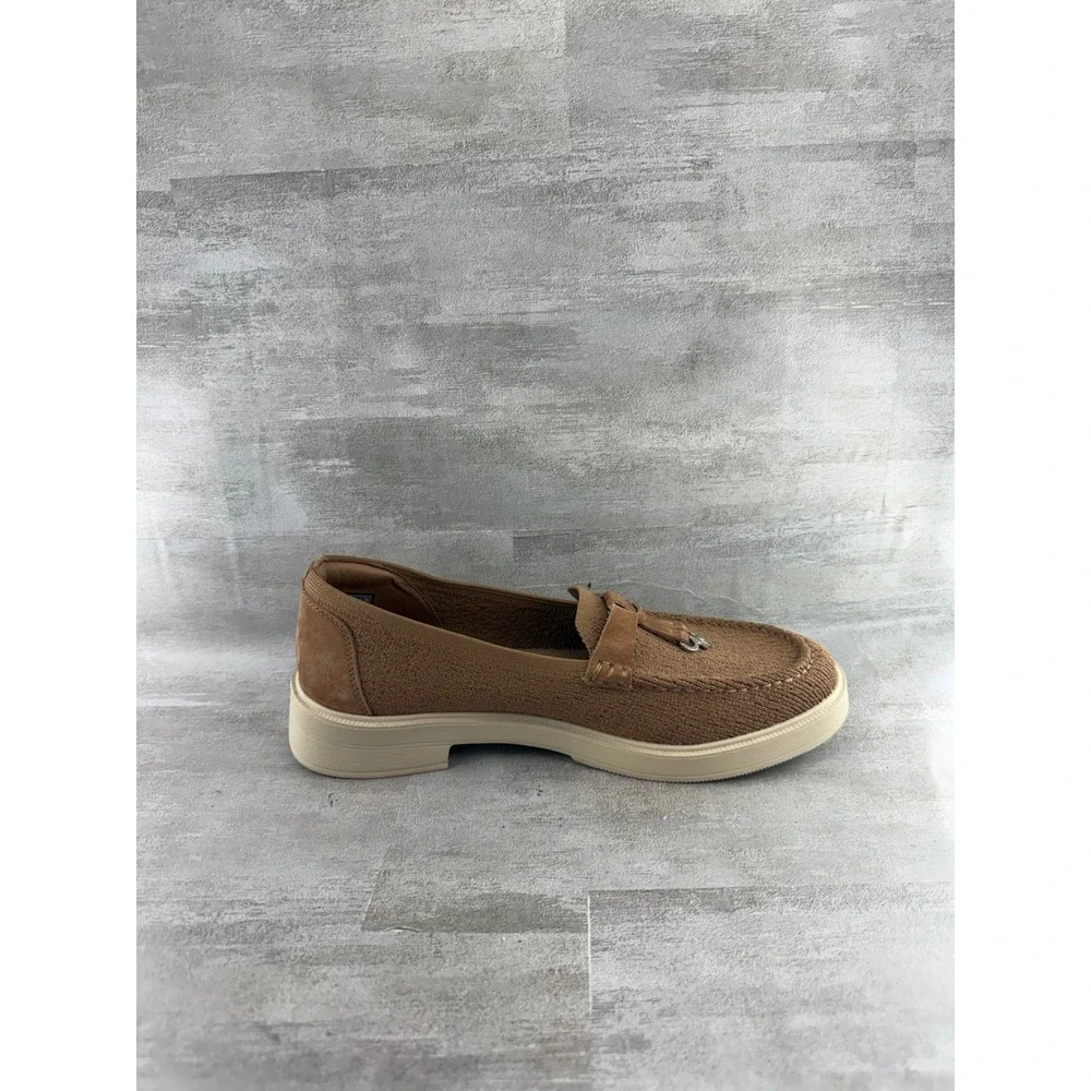 Skechers On-the-GO Bliss Tan Knit Tassel Loafers 159035 Women Sz 8.5